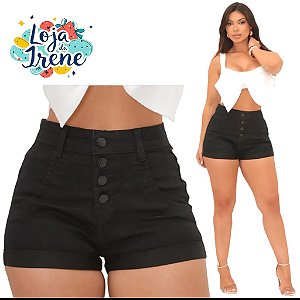 Short Jeans Feminino Cintura Alta Preto 82GMLZVRN
