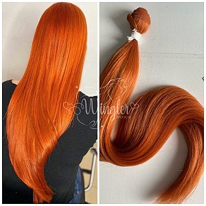 Mega hair de luxo cabelo telado/tecido ruivo laranjinha