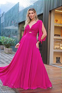 Vestido Longo Rosa Festa Liso