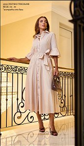 VESTIDO TRICOLINE BEGE
