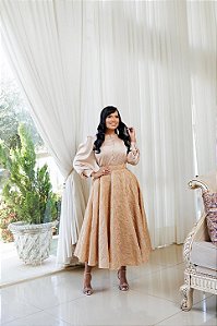 Conjunto camisa chiffon de seda + saia organza