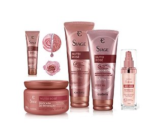 Siage Nutri Rose Shampoo+Condicionador+Máscara+Leave in+Supreme Óleo , Eudora