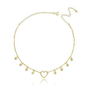 Chocker MyTime Corações Folheado a Ouro 18k FGA0028