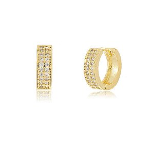 Brinco MyTime Argola Cravejada de Zircônia Folheado a Ouro 18k FBR0028