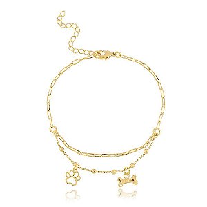 Pulseira MyTime Pingente Pet Folheada a Ouro 18k FPL0025