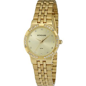 Relógio Mondaine Feminino Dourado Branco 94214LPMJDS
