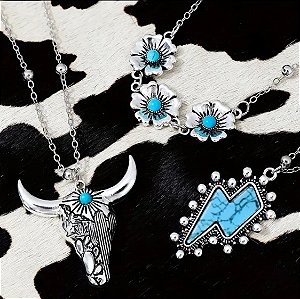 Conjunto de 3 colares de pingente