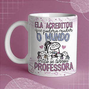 Caneca Dia dos Professores Flork de Cerâmica para Presente