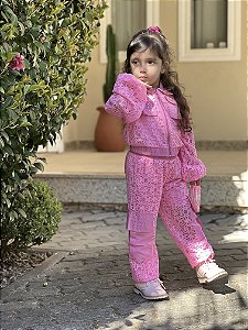 Conjunto infantil renda luxo pink