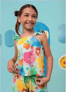 Conjunto Chapeuzinho confort estampado para meninas
