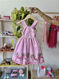 Vestido infantil rosa menina