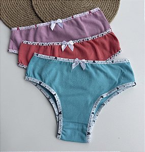 Kit com 5 calcinhas de algodão Isis