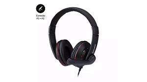 Fone de Ouvido Headset Gamer P3+P2 Preto e Vermelho Multilaser - PH335