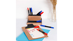 Marcador permanente com 02 pontas com 12 unidades preta azul e vermelha - Office Basics
