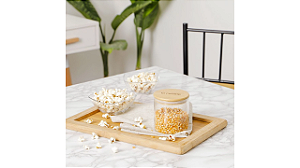 Pote com Tampa de Bambu 300ML - La Cuisine