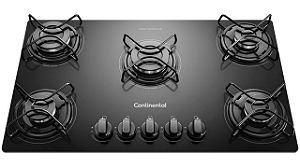 Cooktop 5 Bocas Continental à Gás e Mesa em Vidro Temperado KC5GP - Bivolt