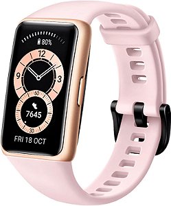 Smartwatch Huawei Bluetooth Band 6 Tela 1,47'' Rosa Sakura Pink, monitoramento de oxigênio, 96 modos de treino, bateria c/até 2 semanas de duração