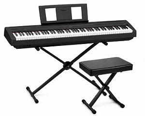 KIT Piano Digital Yamaha P 45 + Banqueta + Suporte em X Simples - Produtos Novos