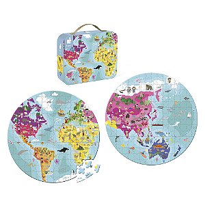 Quebra-Cabeça Dupla Face Mapa Mundi