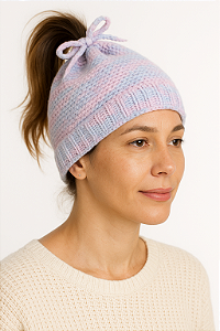 Gorro De Tricô Para Rabo De Cavalo Candy Colors