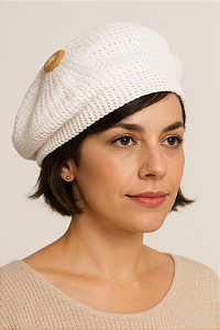 Boina De Crochê Tunisiano Branca