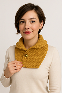 Gola De Crochê Tunisiano Mostarda