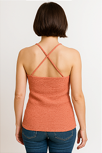Blusa De Crochê Tunisiano Salmão