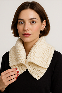 Gola De Tricô Lã com Fibra De Alpaca Off-White