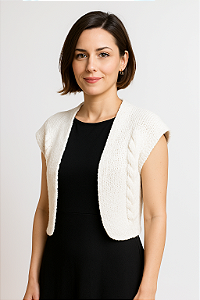Bolero De Tricô Preto e Branco