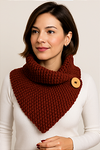 Gola De Tricô Lã Chocolate