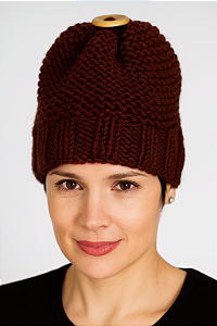Gorro De Tricô Lã Chocolate