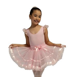 Saia tutu infantil com renda e laço