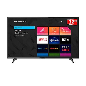 Smart TV AOC 32" LED HD 32S5195/78 ROKU, HDMI, USB, Conexão Wi-Fi