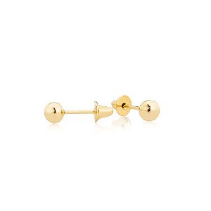 BRINCO DE BOLA 3 MM EM OURO 18K