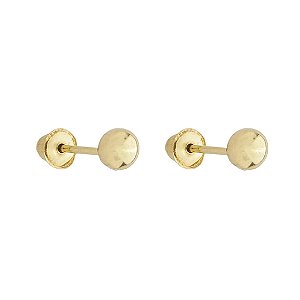 Brinco Bola 3mm Infantil E Recém-nascido Ouro 18k
