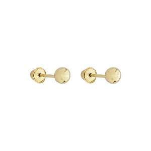Brinco Bola 3,5mm Infantil Adulto Ouro 18k