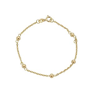 Pulseira Em Ouro Infantil Bailarina Com Bola 3 Mm 10k