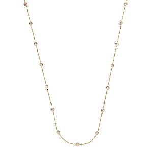 Gargantilha Veneziana Com Pedra Branca 3 Mm Ouro 10k