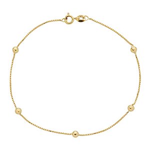 Pulseira Em Ouro Veneziana Com Bola 3mm 10k