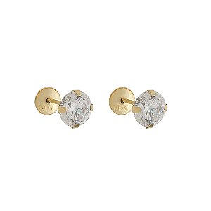 Brinco Ponto De Luz Infantil Adulto 5mm Ouro 18k