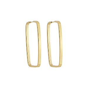 BRINCO EM OURO CHATO RETANGULAR 30 MM