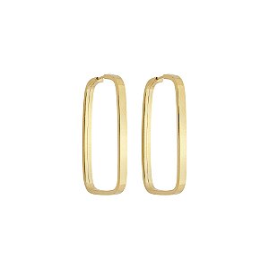 BRINCO EM OURO CHATO RETANGULAR 25 MM