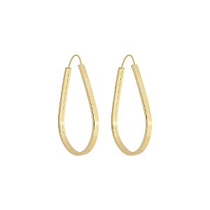 BRINCO EM OURO CHATO GOTA 30 MM