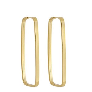 BRINCO EM OURO CHATO RETANGULAR 36 MM
