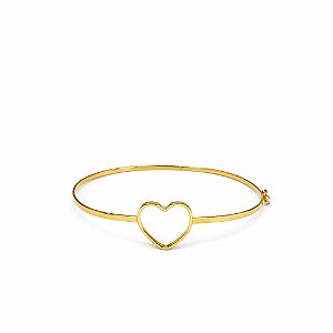 BRACELETE CORAÇÃO FIO CHATO 2MM EM OURO