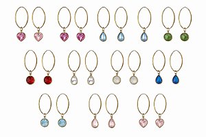 KIT BRINCO OVAL 21MM COM PINGENTE PONTO DE LUZ 5MM