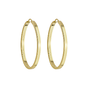 Brinco Em Ouro Chato Oval 21mm