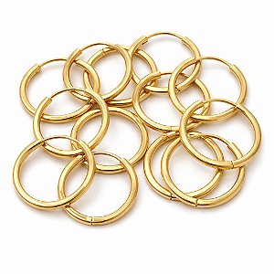 KIT REVENDA 10 PARES BRINCO EM OURO ARGOLA INFANTIL 12MM