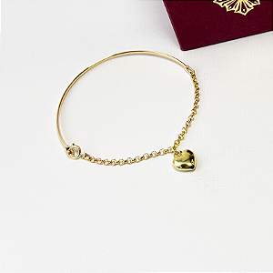 Bracelete Berloques Amendoa 2 Mm Em Ouro 19 Cm Dourado 6.5 Cm 19 Cm