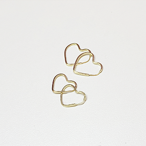 Conjunto Mãe E Filha Brinco Coração 12mm E 16mm Dourado